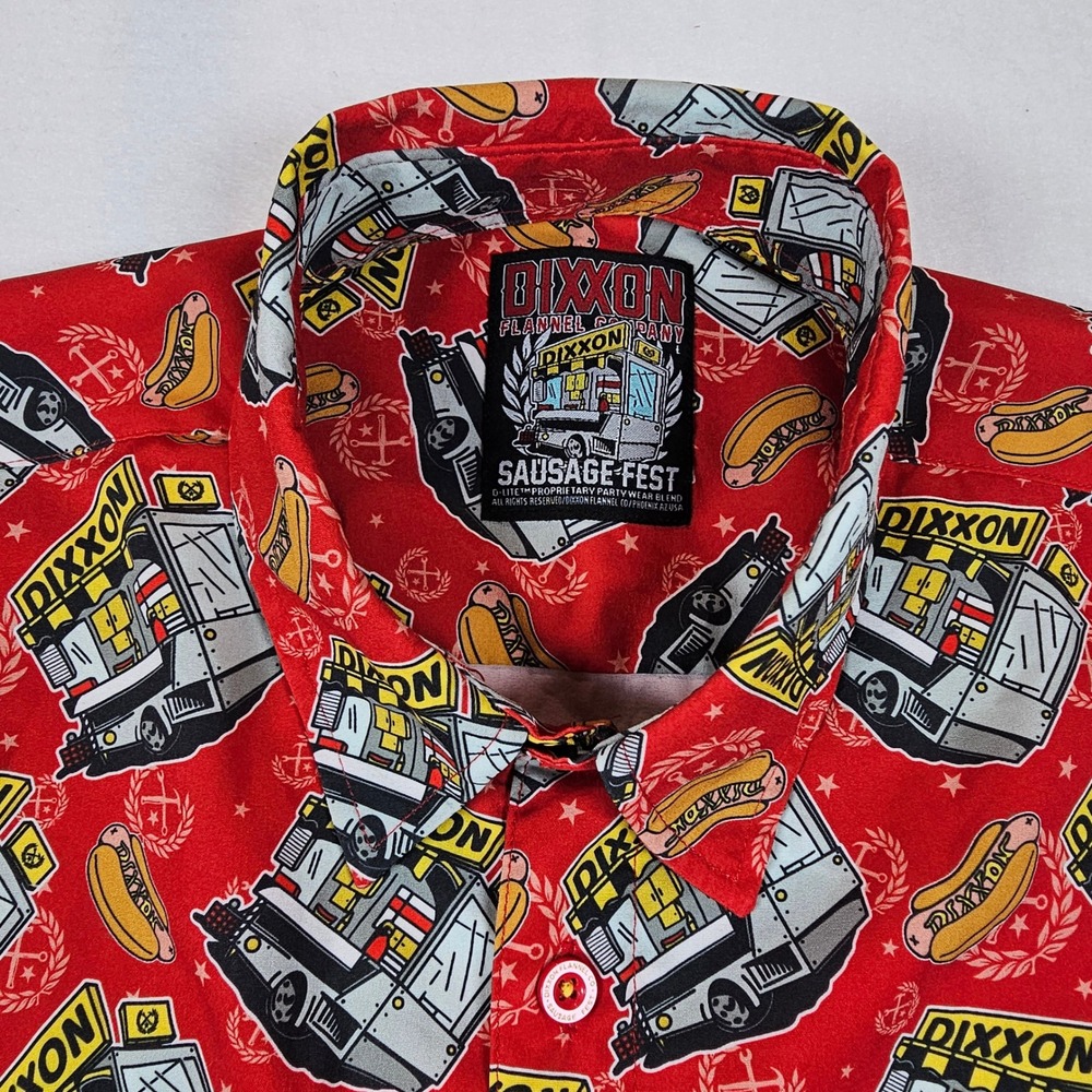 Dixxon Flannel Co Sausage Fest Red Food Truck Hot Dog D-Lite Shirt Mens XL - Picture 3 of 7